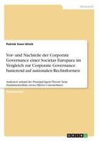 Vor- und Nachteile der Corporate Governance einer Societas Europaea im Vergleich zur Corporate Governance basierend auf nationalen Rechtsformen 3638949613 Book Cover