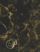 P: College Ruled Monogrammed Gold Black Marble Large Notebook 1097849910 Book Cover
