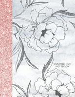 Composition Notebook: Glitter and Floral Large Wide Rule Lines with Page Numbers 1073733432 Book Cover