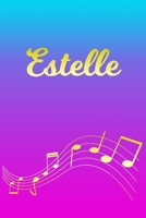 Estelle: Sheet Music Note Manuscript Notebook Paper Pink Blue Gold Personalized Letter E Initial Custom First Name Cover Musician Composer Instrument Composition Book 12 Staves a Page Staff Line Notep 1706623720 Book Cover