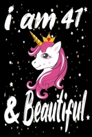 Unicorn Journal and Notebook I am 41 & Beautiful: Perfect Gift For 41 Year Old Girls and men with Beautiful vintage Happy 41Years Birthday Notebook and blank Lined Journal or Retro Vintage Anniversary 1661137857 Book Cover