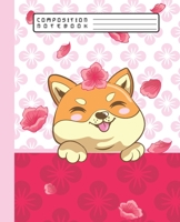 Composition Notebook: Cute Kawaii Japanese Shiba Inu Dog with Sakura Cherry Blossom Flower Notebook and Journal with Wide Lined Ruled Paper Pages for Girls and Women, Perfect Workbook for Writing Note 1671772253 Book Cover