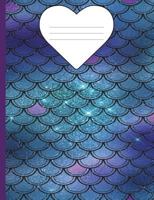 Composition Book Mermaid Glitter - Marble Wide Ruled: 100 Lined Pages 1717886027 Book Cover