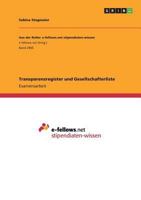 Transparenzregister und Gesellschafterliste 3668833222 Book Cover