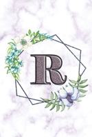 R: Personalized Dot Grid Bullet BUJO Notebook Journal Modern white Marble Floral Silver Initial Monogram Letter R- Many Usage Handy Travel Size For Women Teens 1704411122 Book Cover