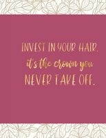 Invest in your hair, it's the crown you never take off: Appointment Agenda Book Scheduling for Hairstylists, Beauty Salons Spas Hairdressers with ... 8 pm 52 weeks Gold and Magenta 8.5 x 11 in 1089557515 Book Cover