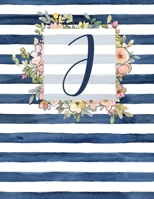 J: Letter J Monogram Initial Notebook - 8.5" x 11" - 100 pages, Dot Bullet Grid Pages- Watercolor Floral Notebook 1686994613 Book Cover