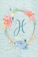 Notebook 6x9 - Initial H - Light Blue and Pink Floral Design: College ruled notebook with initials/monogram - alphabet series. 1676395180 Book Cover