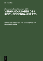 Übersicht der Einheitssätze der Reichsbahntarife (German Edition) 3486752626 Book Cover