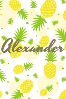 Alexander: Personalized Pineapple fruit themed Dotted Grid Notebook Bullet Grid Journal teacher gift teacher Appreciation Day Gift for kids students classmate girls boys 1677608072 Book Cover