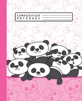 Composition Notebook: Funny Kawaii Panda Bears Pink Notebook and Journal with Wide Lined Ruled Paper Pages for Girls and Women, Perfect for Writing Notes and Exercise 1671767365 Book Cover