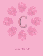 C: Monogram Initial C  Letter Ruled Notebook for Women,Girl and School, Pink Floral Cover 8.5'' x 11'', 100 pages B083XVFGR9 Book Cover