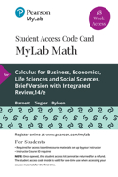 Mylab Math with Pearson Etext -- 18 Week Standalone Access Card -- For Calculus for Business, Economics, Life Sciences and Social Sciences, Brief Version with Integrated Review 0135904021 Book Cover