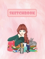 SKETCHBOOK: LARGE CUTE SKETCHBOOK TO DRAW IN FOR GIRLS. LARGE JOURNAL NOTEBOOK. 100 BLANK PAGES PERFECT FOR DOODLING AND SKETCHING. CREATIVE BIRTHDAY GIFT. WORKBOOK AND HANDBOOK. 1696520630 Book Cover