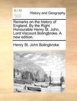 Remarks on the History of England 1170385257 Book Cover