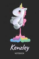 Kenzley - Notebook: Blank Ruled Personalized & Customized Name Rainbow Farting Unicorn School Notebook Journal for Girls & Women. Funny Unicorn Desk Accessories for Kindergarten, Primary, Back To Scho 1074145003 Book Cover