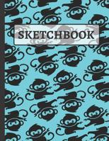 Sketchbook: Black and Blue Monkey Ninja Drawing Book For Kids Practice Sketching, Drawing and Doodling 1091960437 Book Cover