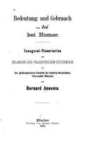 Bedeutung Und Gebrauch Von... Bei Homer 1530329264 Book Cover