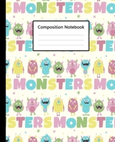 Composition Notebook: Cute Lovely Monsters Pastel Colorful, 110 Pages 7.5x9.25 College Wide Ruled Paper Notebook Journal, Blank Lined Workbook for Teens Kids Students Girls Boys for Home School Colleg 1671586344 Book Cover