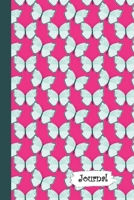 Journal: Blue Butterflies with Pink Themed Diary with Blank Lined Notebook Paper 1710277343 Book Cover