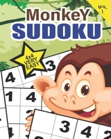 Monkey Sudoku Very Easy Vol. 1: Educational brain games for kids , with very easy 4x4 grid puzzles B088B6BQTX Book Cover