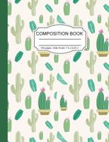 Composition Notebook: Pretty Cactus in Pots Wide Ruled Paper Notebook Journal for Homeschool Office Teacher Adult 7.5 x 9.25 in. 100 Pages 1080194010 Book Cover