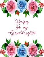 Recipes for My Granddaughter : Family Keepsake, Blank Fill in Cookbook Recipe Journal with Glossy Cover 171224955X Book Cover