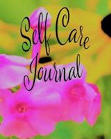 Self Care Journal: Positive Thoughts and Inspirational Quotes Featuring Psychedelic Pink and Yellow Flowers on Lime Green Original Digital Oil Painting Cover Artwork 1658114760 Book Cover