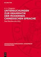 Untersuchungen Zur Grammatik Der Modernen Chinesischen Sprache 3112746325 Book Cover