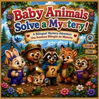 Baby Animals Solve a Mystery: A Bilingual English Spanish Picture Book for Kids About Clues, Friendship, Teamwork, and Adventure (Baby Animals Bilingual Adventures) B0H7WLWZYK Book Cover