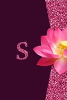 S: Pretty monogram journal with initial letter S Wide Lined notebook / Diary for  Girls and Women who love  lotus flowers and Glitter with pink and purple background¦ glossy cover size 6X9 B083XTHGK6 Book Cover