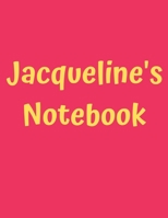 Jacqueline’s Notebook: Pink Cover, College Ruled, 100 Sheets, 8.5" x 11" (Letter Size), White Paper (Women's Custom Names) 1675554463 Book Cover