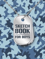 Sketchbook for Boys : Military Marine Blue Waves Camouflage. Blank White Paper (110 Blank Pages, 8. 5''x11'' Size) for Drawing, Graffiti, Manga or Sketching, Doodle Pad Gift for Boys Teens Kids School 1675216487 Book Cover