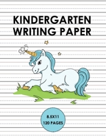 Kindergarten Writing Paper: Handwriting Unicorn Notebook for kids 6x9 120 pages, Learn to write alphabets and improve writing skills with dotted journal for primary, preschool, school, kindergarten, P 1694304949 Book Cover