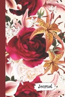 Journal: Red Roses & Tiger Lilly Themed Diary with Blank Lined Notebook Paper 1710279834 Book Cover