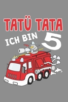 Notizbuch A5 (6X9zoll) Kariert 120 Seiten: Kinder Feuerwehrauto Tat� Tata T-Shirt 5 Jahre Geburtstag 1670404986 Book Cover