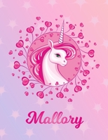 Mallory: Unicorn Sheet Music Note Manuscript Notebook Paper - Magical Horse Personalized Letter M Initial Custom First Name Cover - Musician Composer Instrument Composition Book - 12 Staves a Page Sta 1706361742 Book Cover