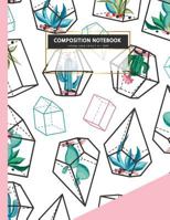 COMPOSITION NOTEBOOK college-ruled 8.5x11 in l 100 P: Cactus cacti pink gold note books for women, girls 1724446592 Book Cover