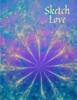 Sketch Love 3 - Beautiful Fractal Design Sketchbook In Turquoise Violet Yellow Bonus Pretty Back Cover: A Fun Present Gift For Girls Kids Teens Adults Who Love Sketching! 144 Pages - 8.5 X 11 Inches 1685521142 Book Cover