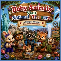 Baby Animals Visit National Treasures: A Bilingual English Spanish Picture Book for Kids About American Landmarks, National Parks, Friendship, and Adventure (Baby Animals Bilingual Adventures) B0H7Y1GGKF Book Cover