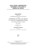 Social Security Administration's management of the Office of Hearings and Appeals B084DNZQLP Book Cover