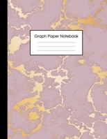 Graph Paper Notebook: Beautiful Purple Marble and Rose Gold 8.5 x 11 - 5 x 5 Squares per inch, Quad Ruled Cute Graph Paper Composition Notebook for Children, Kids, Girls, Teens and Students (Math and  1689408537 Book Cover