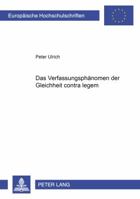 Das Verfassungsphaenomen Der Gleichheit Contra Legem 3631359438 Book Cover