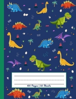 Dinosaur Era - Primary Story Journal: Dotted Midline and Picture Space | Grades K-2 School Exercise Book | 100 Story Pages - Blue Notebook (Kids Jurassic Composition Notebooks) 1699850267 Book Cover