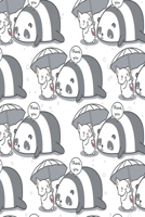 Notizbuch Katze mit Panda und Schirm: Notizbuch modernes und auff�lliges Notizbuch kariert 120 karierte Seiten Din A5 perfekt als Notizheft, Tagebuch und Journal Geschenk f�r Pandafreunde und Katzenfa 1712340689 Book Cover