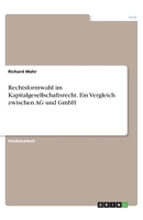 Rechtsformwahl im Kapitalgesellschaftsrecht. Ein Vergleich zwischen AG und GmbH (German Edition) 3346133044 Book Cover