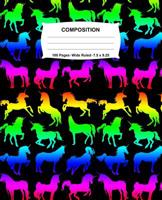 Composition Notebook: Unicorns Rainbow Neon Notebook Wide Ruled 100 Pages 7.5 x 9.25 1073183823 Book Cover