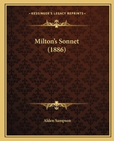 Milton's Sonnet 1164828959 Book Cover