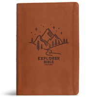 CSB Explorer Bible for Kids, Brown Mountains LeatherTouch: Placing God's Word in the Middle of God's World 1430082615 Book Cover
