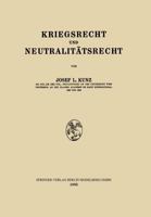 Kriegsrecht Und Neutralitatsrecht 3662357097 Book Cover